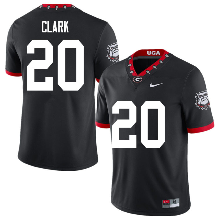 2020 Men #20 Sevaughn Clark Georgia Bulldogs Mascot 100th Anniversary College Football Jerseys Sale-